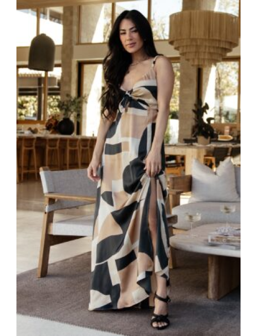 Slip Dress | Midnight + Taupe Print