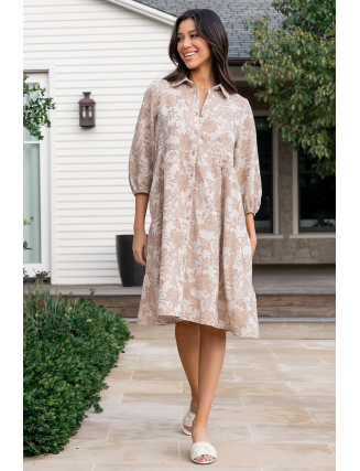 Babydoll Dress | Taupe Print