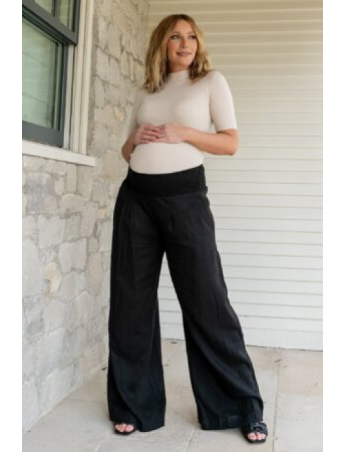 Smocked Waist Pants | Black