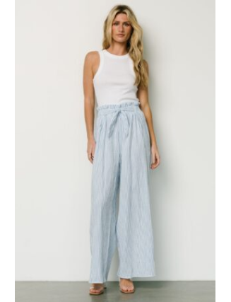 Wide Leg Pants | Blue Stripe