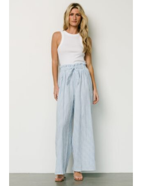 Wide Leg Pants | Blue Stripe