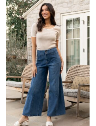 Mid Rise Wide Leg Jeans | Dark Wash