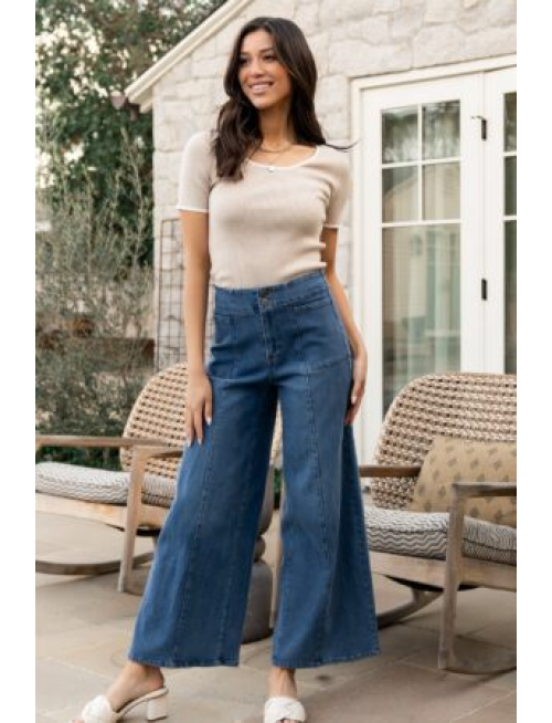 Mid Rise Wide Leg Jeans | Dark Wash