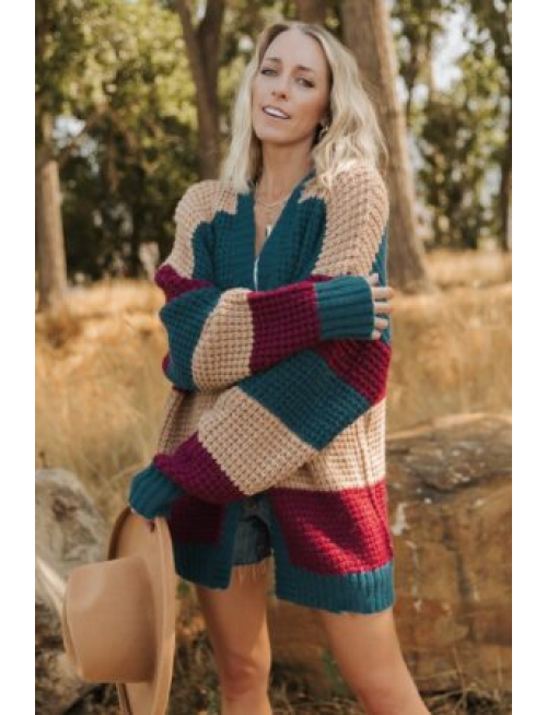 Chunky Knit Cardigan | Deep Topaz Multi