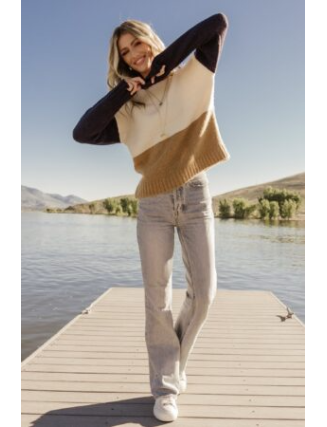 Color Block Sweater | Cream + Navy
