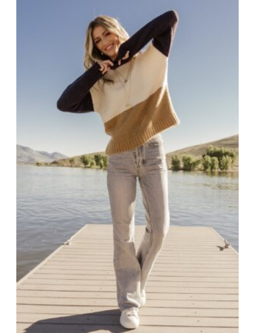 Color Block Sweater | Cream + Navy