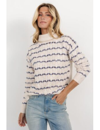 Knit Sweater | Ivory + Blue