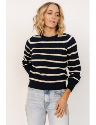 Knit Sweater | Navy + Cream Stripe