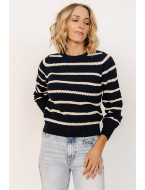 Knit Sweater | Navy + Cream Stripe