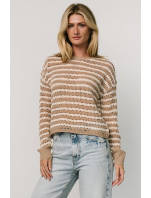 Knit Top | Taupe + Ivory