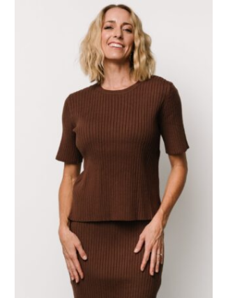 Ribbed Sweater Top | Brown