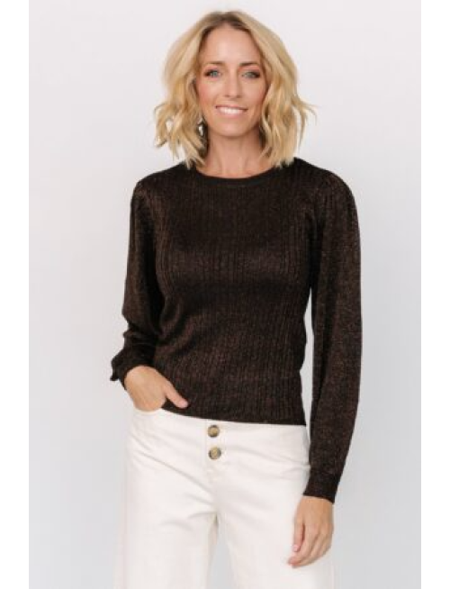 Shimmer Sweater Top | Chocolate