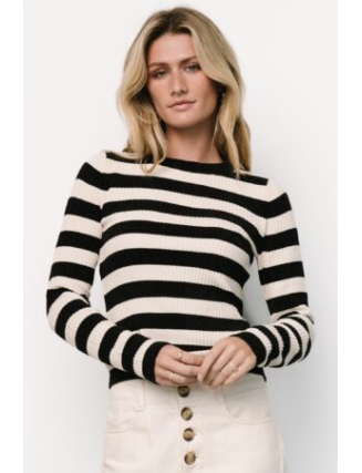 Striped Sweater | Black + Ivory
