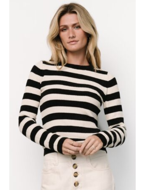 Striped Sweater | Black + Ivory