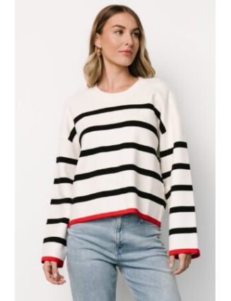 Striped Sweater | Off White + Black