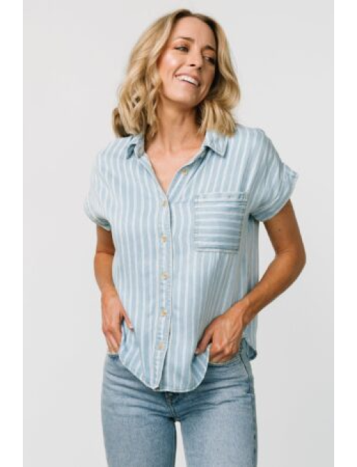 Striped Top | Denim Blue