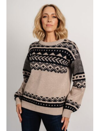 Sweater | Taupe + Navy