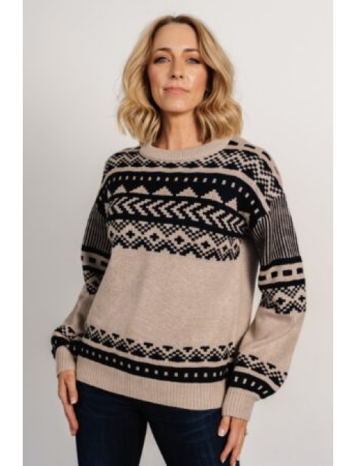 Sweater | Taupe + Navy