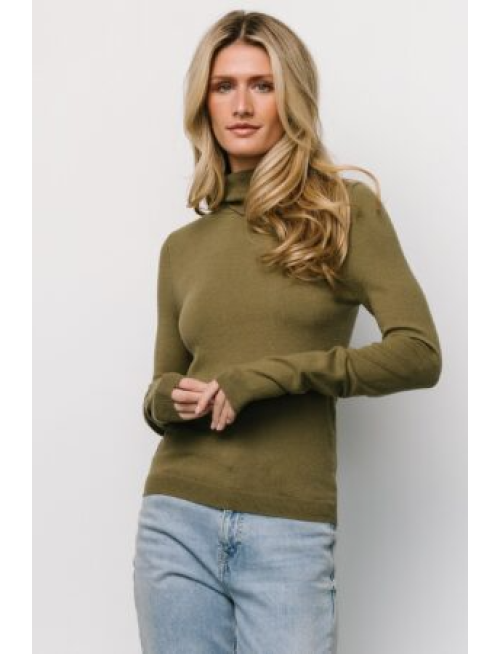 Turtleneck Sweater Top | Olive