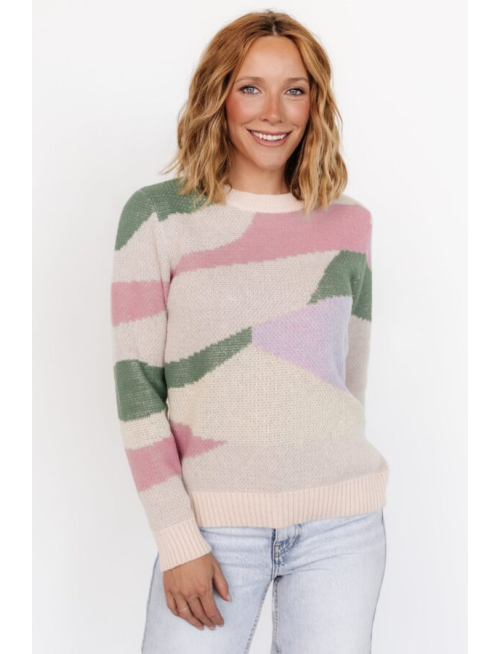 Violet Geo Sweater | Lilac + Green